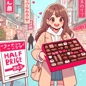 東京でバレンタインチョコの半額セールを見つける